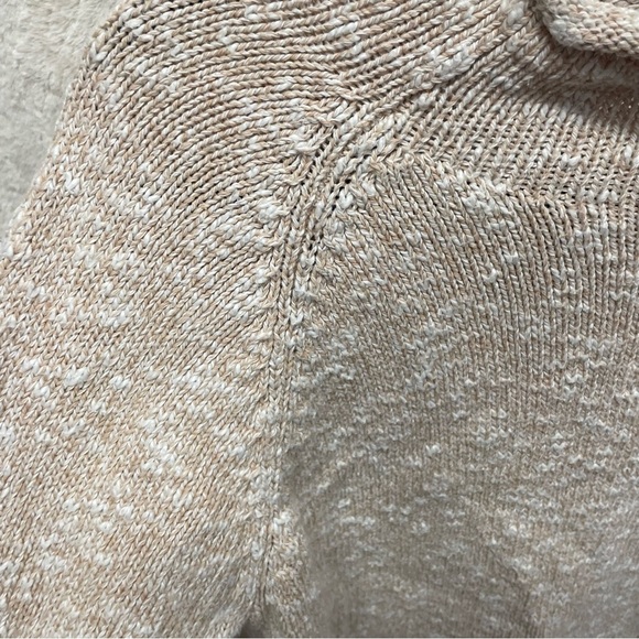 L.L. Bean women’s tan knit sweater medium pullover mock neck casual cotton - Picture 5 of 9